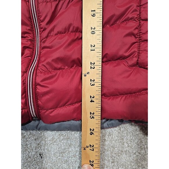 Michael Kors Down Puffer Vest Lightweight Full Zip Pockets Festive Burgundy Sz M - Picture 3 of 15